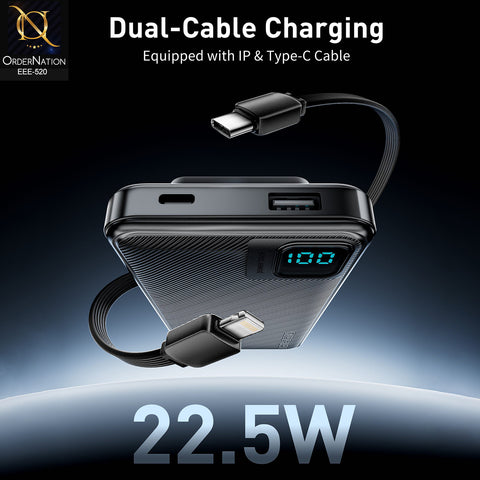 VEN-DENS - VD-PB061 - 20000mAh 22.5W Fast Charging Power Bank with Built-In Cables & Digital Display