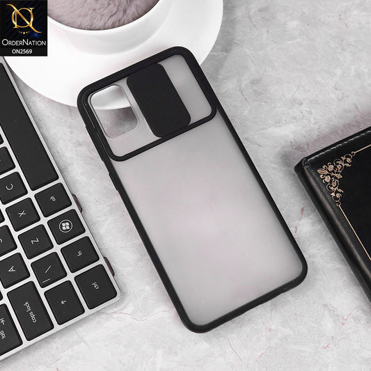 Samsung Galaxy M31 Cover - Black - Translucent Matte Shockproof Camera Slide Protection Case