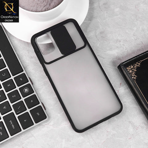 Samsung Galaxy M31 Cover - Black - Translucent Matte Shockproof Camera Slide Protection Case