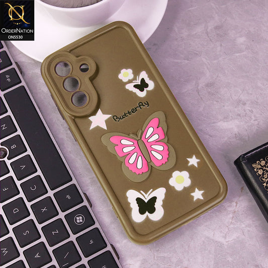Samsung Galaxy A36 Cover - Brown - 3D Butterfly Soft Case With Camera Protection Case