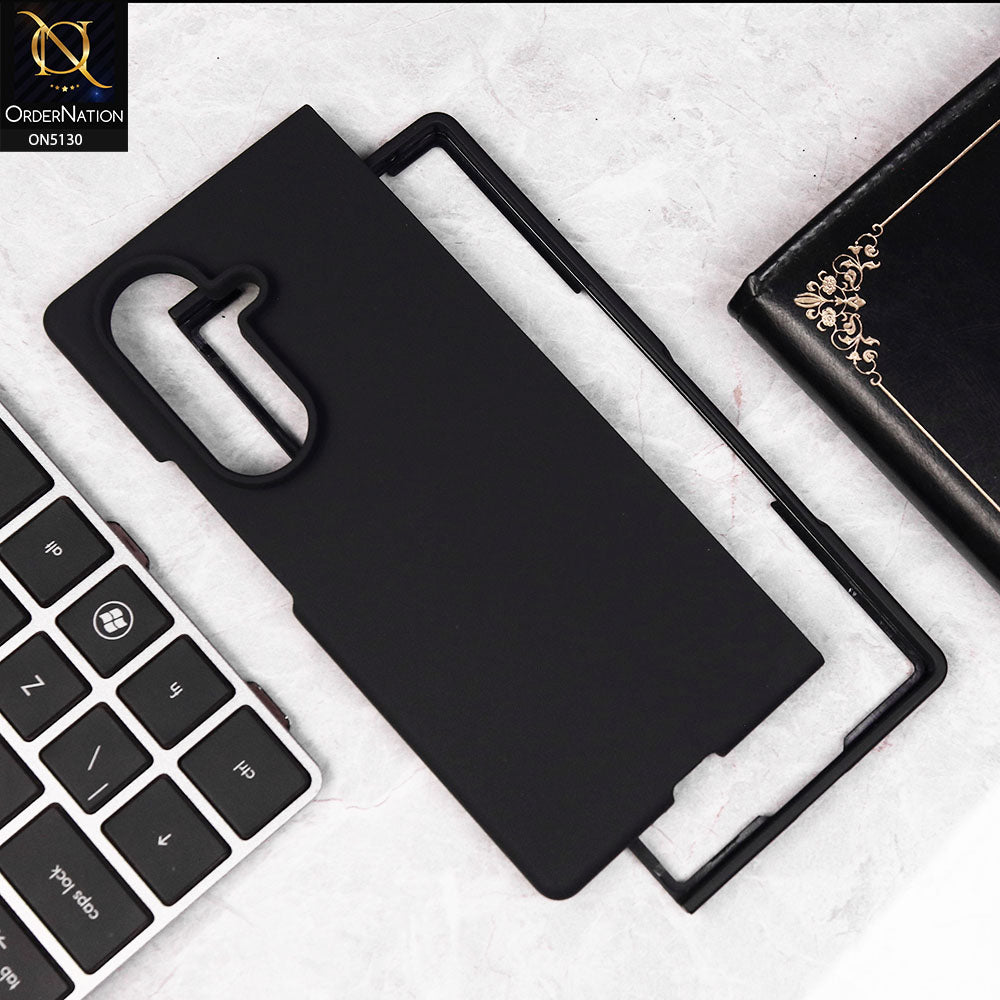 Samsung Galaxy Z Fold 7 Cover - Black - HQ Silica Gel Silicon Shockproof Matte Soft Border Shell Case