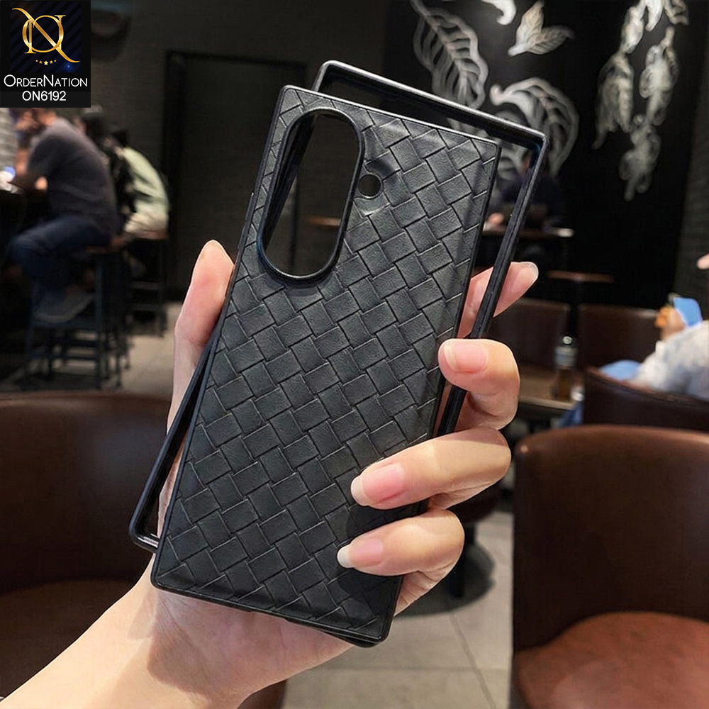 Samsung Galaxy Z Fold 8 Ultra Cover - Black - Woven Texture Protective Phone Case with Raised Camera Protection
