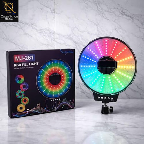 MJ-261 RGB Fill Light Music Sync LED Ring Light with Multicolor Effects for Photography & Streaming (Without Tripod)