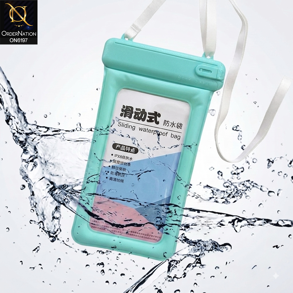 Sliding Waterproof Phone Pouch with Secure Seal and Adjustable Neck Strap