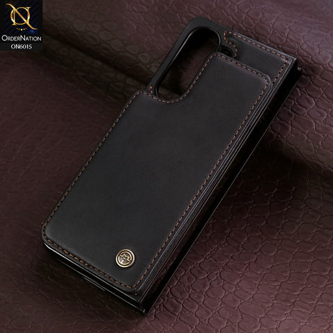 Samsung Galaxy Z Fold 5 5G Cover - Black - CaseMe Premium Leather RFID Blocking Card Holder Case