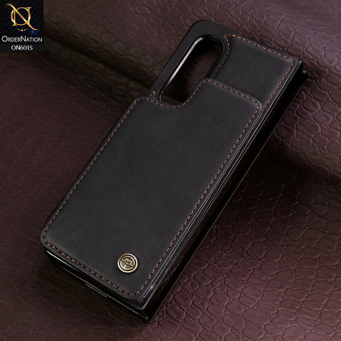Samsung Galaxy Z Fold 4 5G Cover - Black - CaseMe Premium Leather RFID Blocking Card Holder Case