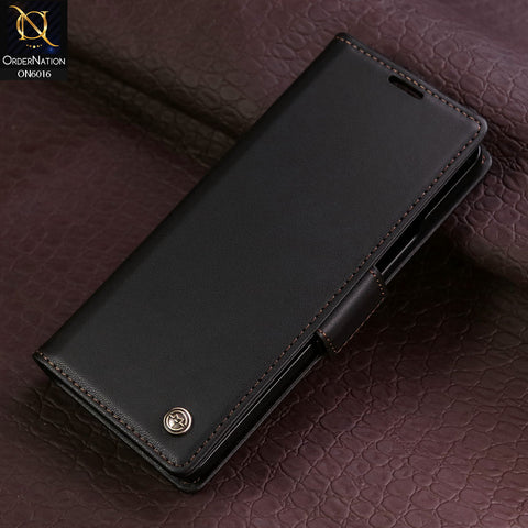 Samsung Galaxy Z Fold 5 5G Cover - Black -   CaseMe Classic Leather Wallet RFID Blocking Magnetic Buckle Flip Book Case