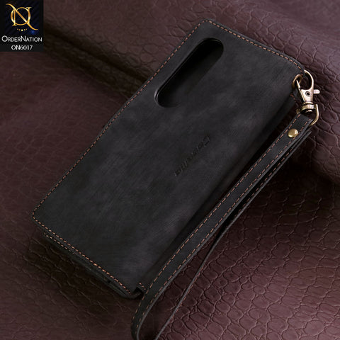 Samsung Galaxy Z Fold 4 5G Cover - Black - CaseMe Premium Leather Zipper Wallet kickstand Case with Wrist Strap