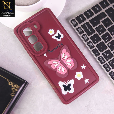Infinix Hot 50 Pro Plus 4G Cover - Maroon - 3D Butterfly Soft Case With Camera Protection Case