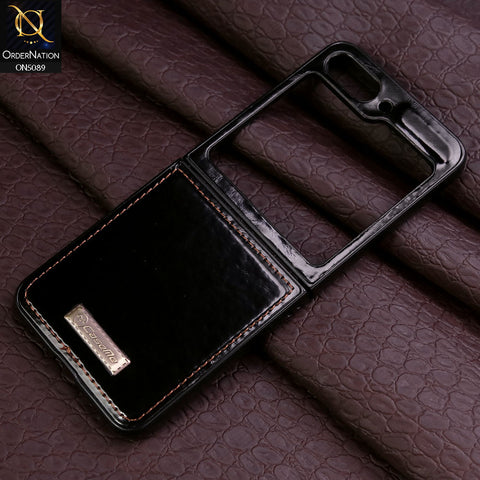 Samsung Galaxy Z Flip 5 5G Cover - Black - CaseMe Classic Leather Flip Book Card Slot Case