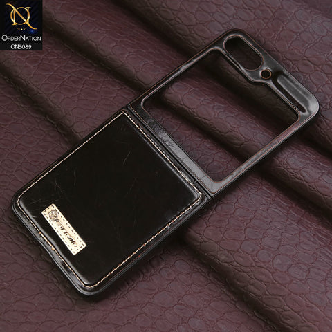 Samsung Galaxy Z Flip 5 5G Cover - Brown - CaseMe Classic Leather Flip Book Card Slot Case
