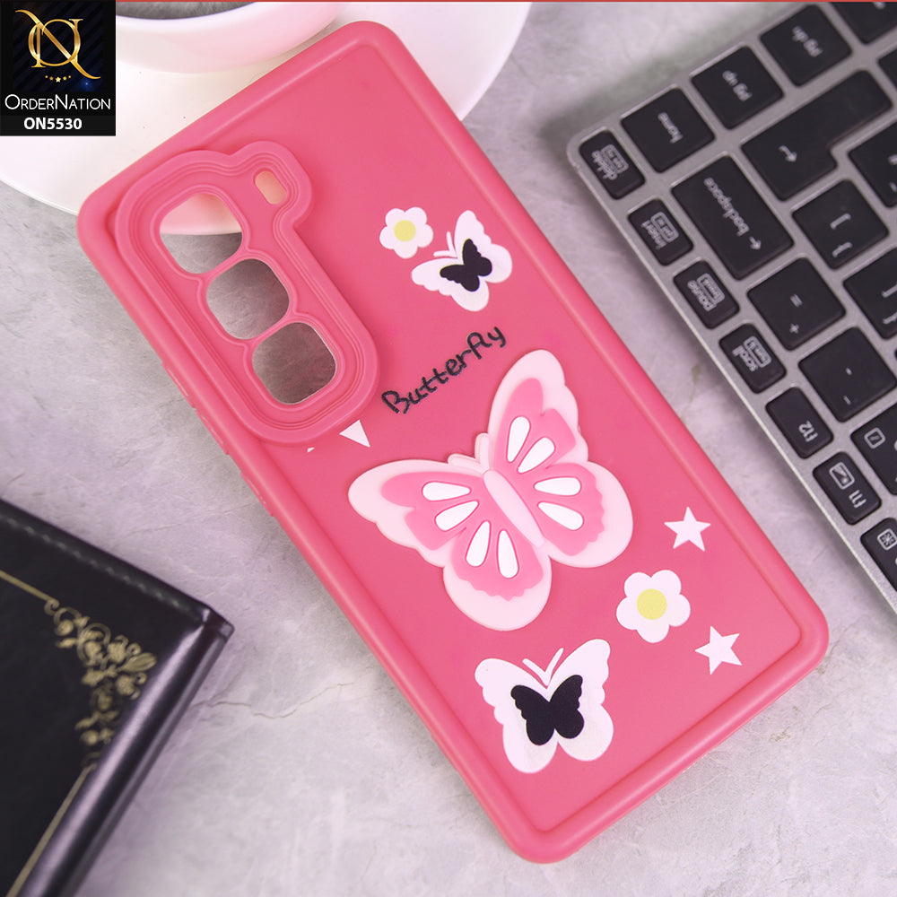 Infinix Hot 50 Pro Plus 4G Cover - Pink - 3D Butterfly Soft Case With Camera Protection Case