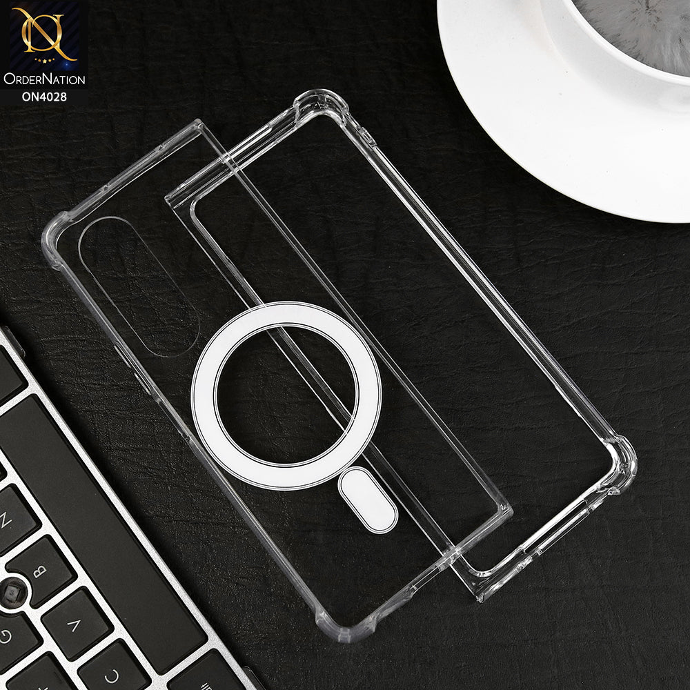 Samsung Galaxy Z Fold 3 5G Cover - Transparent - New Clear Back Soft Borders MagSafe Case With Camera Bumper Protection