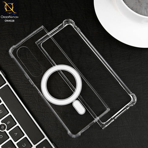 Samsung Galaxy Z Fold 3 5G Cover - Transparent - New Clear Back Soft Borders MagSafe Case With Camera Bumper Protection