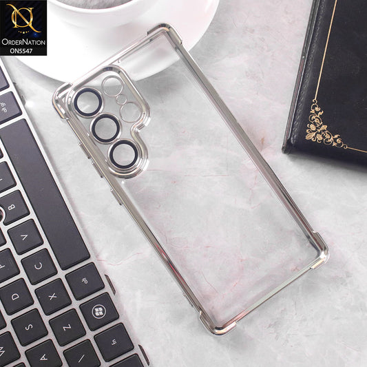 Samsung Galaxy S25 Ultra Cover - Silver -  New Premium  Soft Bordered Case With Metal Camera Ring