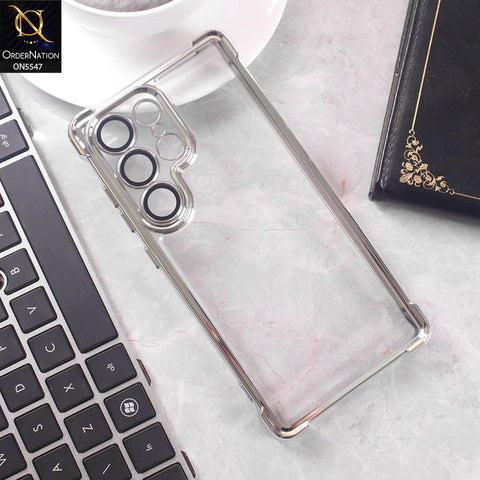 Samsung Galaxy S25 Ultra Cover - Silver -  New Premium  Soft Bordered Case With Metal Camera Ring