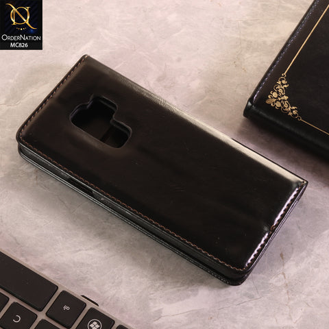 Samsung Galaxy S9 Plus Cover - Black - Premium Leather Flip Book Covers With Card Holding Option