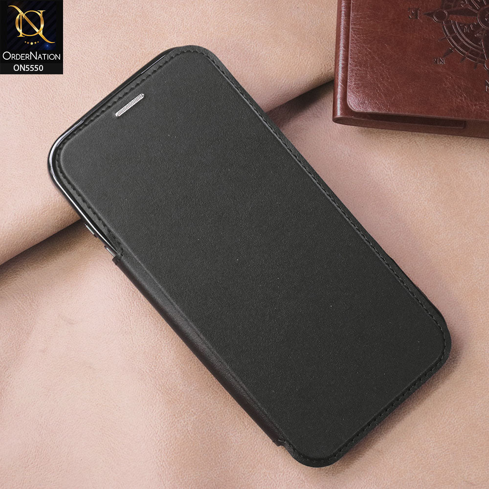 iPhone 17 Pro Max Cover - Black -  New Luxurious High Quality Clear And Leather Flip Book With MagSafe And Camera Protecttion
