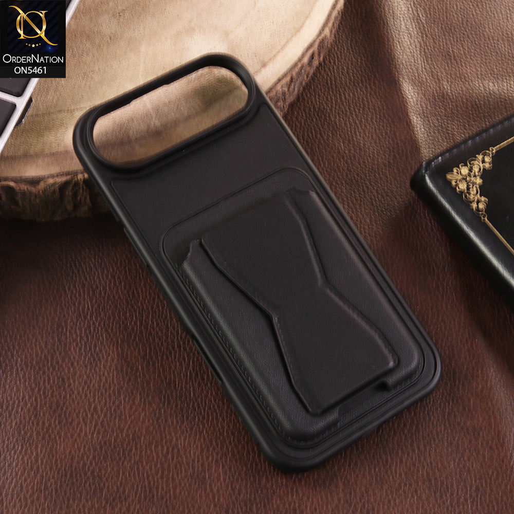 iPhone 17 Air Cover - Black - New Protective Case with Card Holder And Bracket Stand Holder