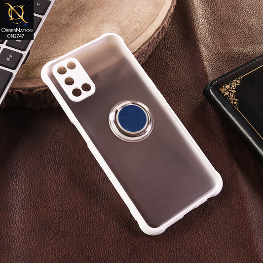 Oppo A52 Cover - White - New Fresh Look Steel Finger Grip 360 Rotation Holder Back Shell Case