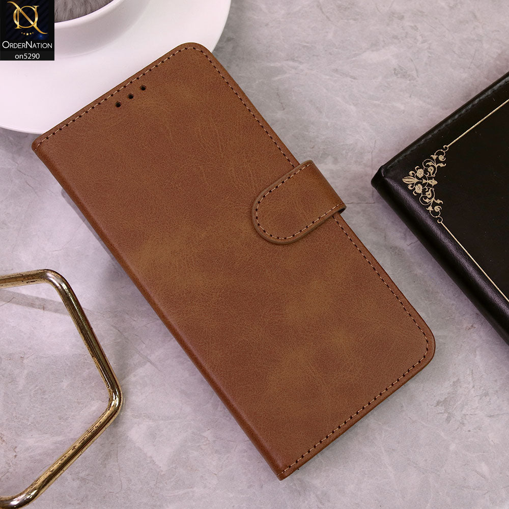 Samsung Galaxy A71 Cover - Light Brown - Premium Business Series Magnetic Leather Wallet Flip book Card Slots Soft Case
