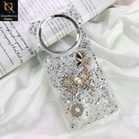 Xiaomi Redmi A3x Cover - Silver - New Beeded Rhinestones Shinny Glitter