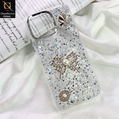 Tecno Spark 40C Cover - Silver - New Beeded Rhinestones Shinny Glitter