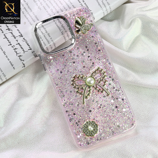 Tecno Spark 40C Cover - Pink - New Beeded Rhinestones Shinny Glitter