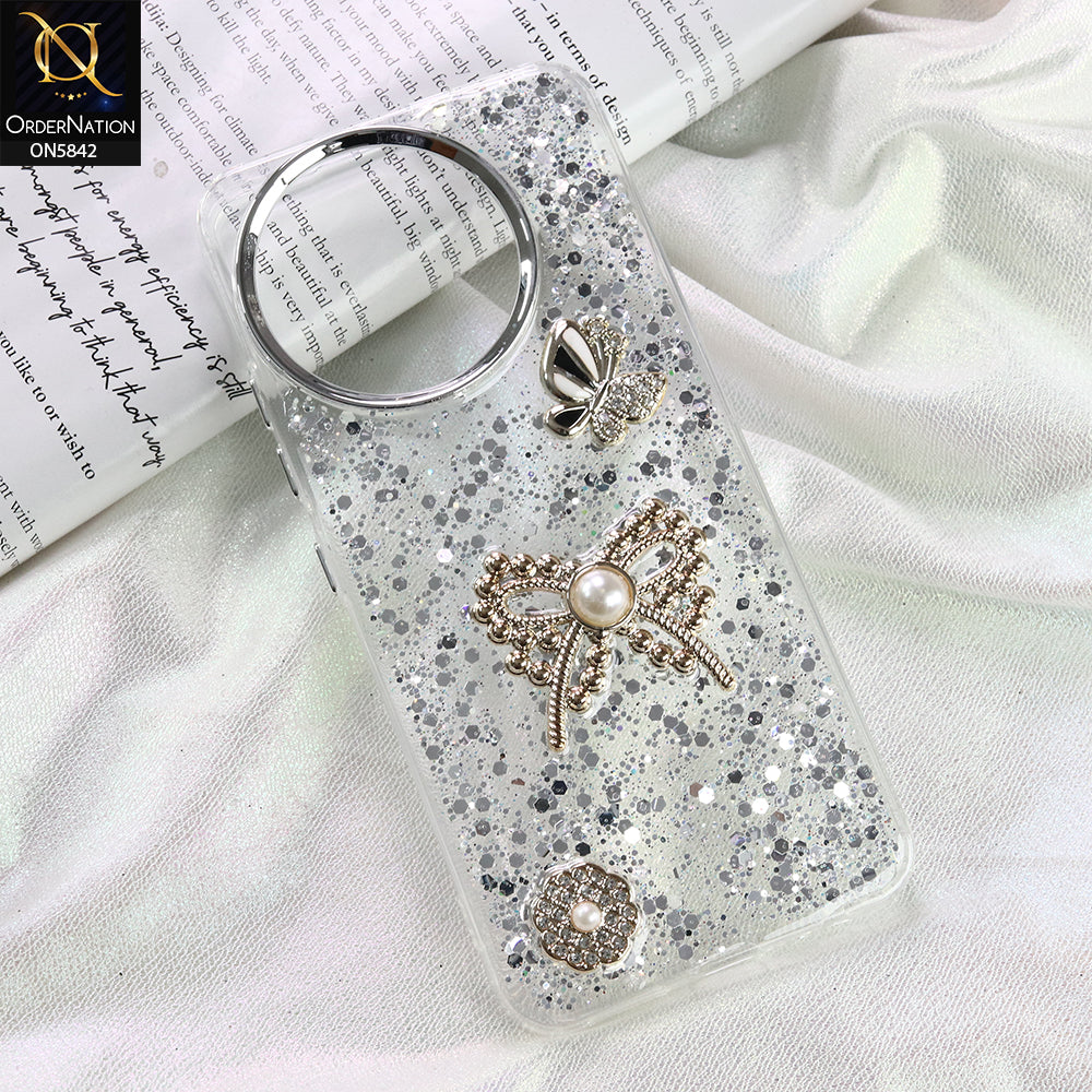 Tecno Spark 30 Pro Cover - Silver - New Beeded Rhinestones Shinny Glitter