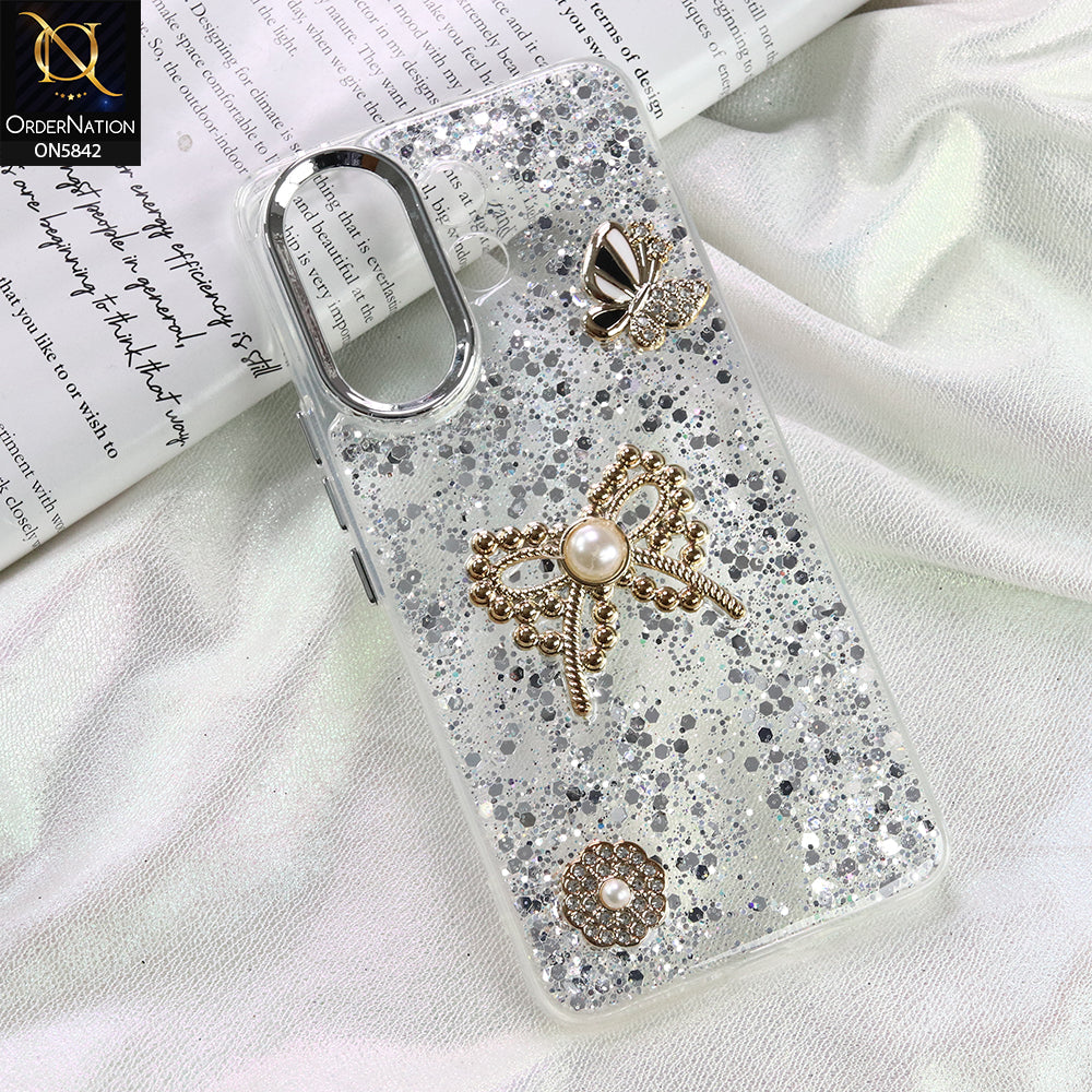 Vivo T4 Pro Cover - Silver - New Beeded Rhinestones Shinny Glitter