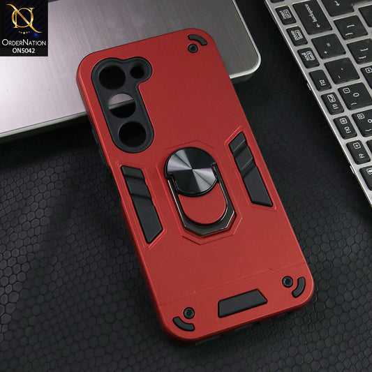 Tecno Spark 40 Cover - Red - New Dual PC + TPU Hybrid Style Protective Soft Border Case With Kickstand Holder