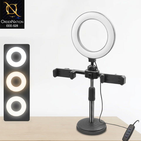 Live Series 10 Inch LED Ring Light with Mobile Phone Holder & Adjustable Table Stand – USB Powered | Live Series