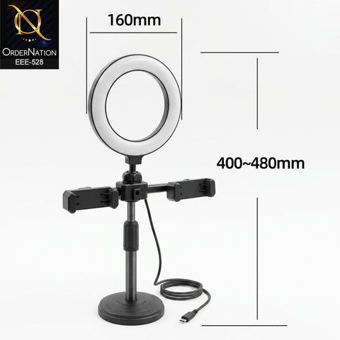Live Series 10 Inch LED Ring Light with Mobile Phone Holder & Adjustable Table Stand – USB Powered | Live Series
