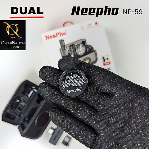 NeePho NP-59 2-in-1 Wireless Collar Clip Button Microphone with Digital Display Charging Case for Type-C & Lightning