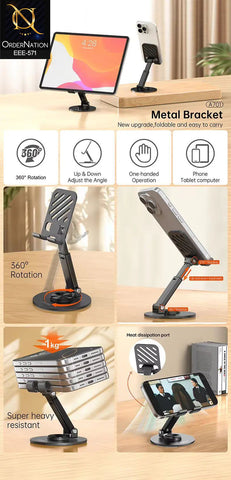 Aspor A701 Metal Bracket Adjustable Foldable Desktop Phone & Tablet Stand – Universal Mobile Holder