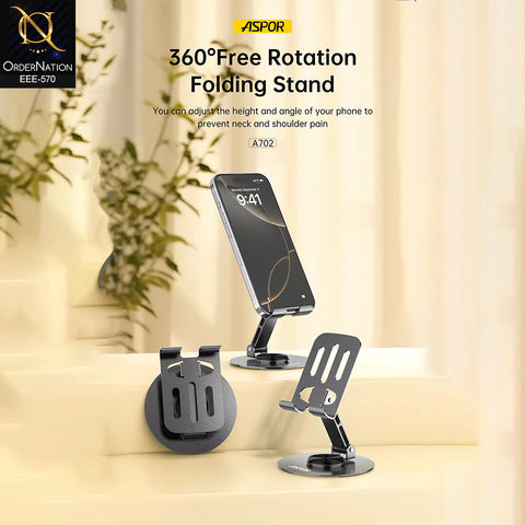 ASPOR A702 Multi-Function Desktop Support Metal Phone & Tablet Stand – Adjustable Carbon Steel Holder