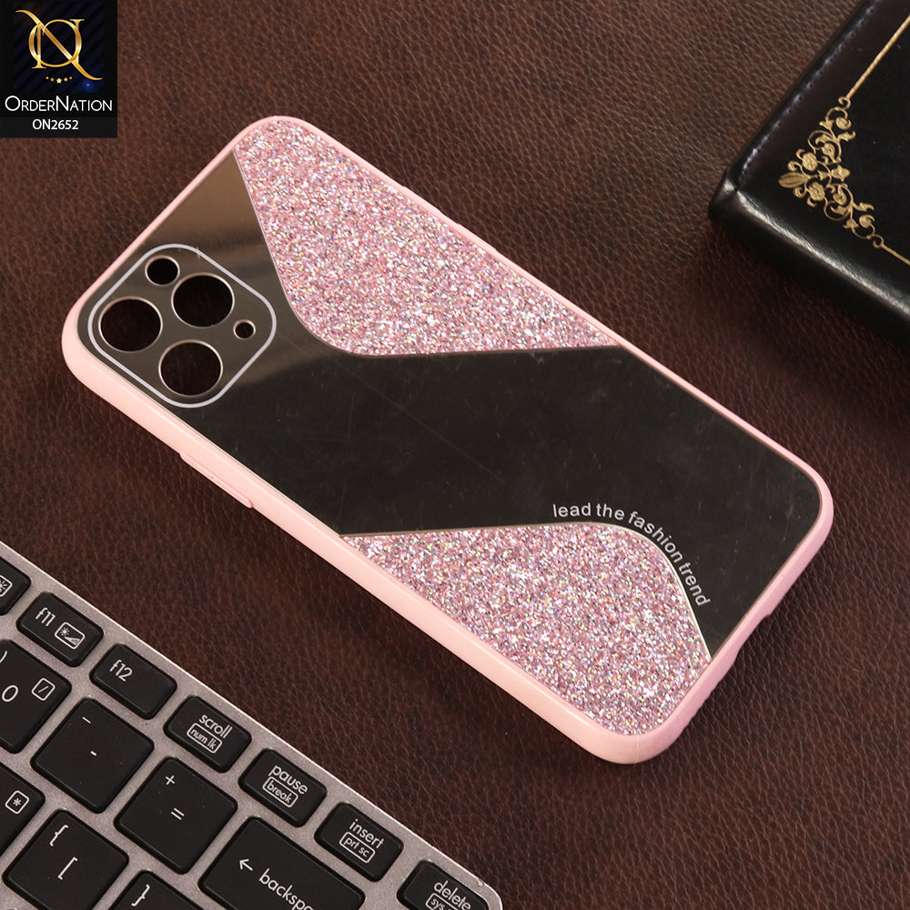 iPhone 11 Pro Cover - Pink - New Stylish Ziggy Mirror Not Moving Glitter Soft Case