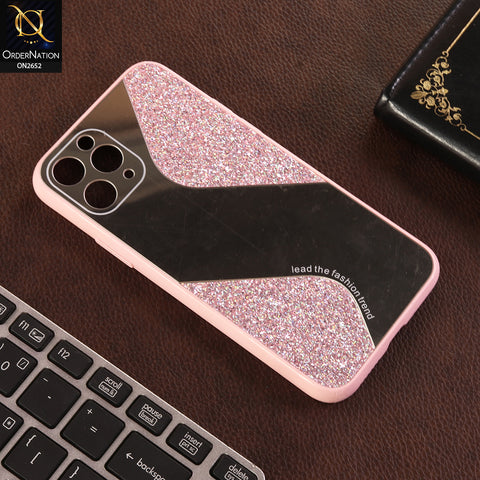 iPhone 11 Pro Cover - Pink - New Stylish Ziggy Mirror Not Moving Glitter Soft Case