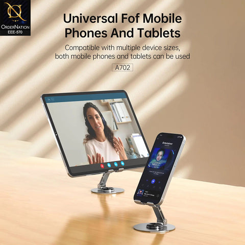 ASPOR A702 Multi-Function Desktop Support Metal Phone & Tablet Stand – Adjustable Carbon Steel Holder