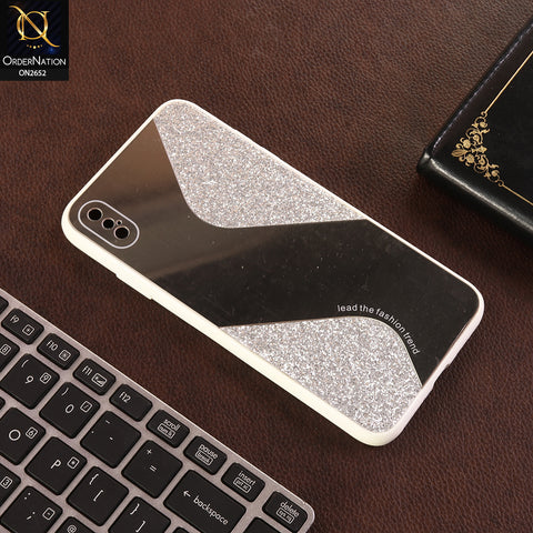 iPhone XS Max Cover - White - New Stylish Ziggy Mirror Not Moving Glitter Soft Case
