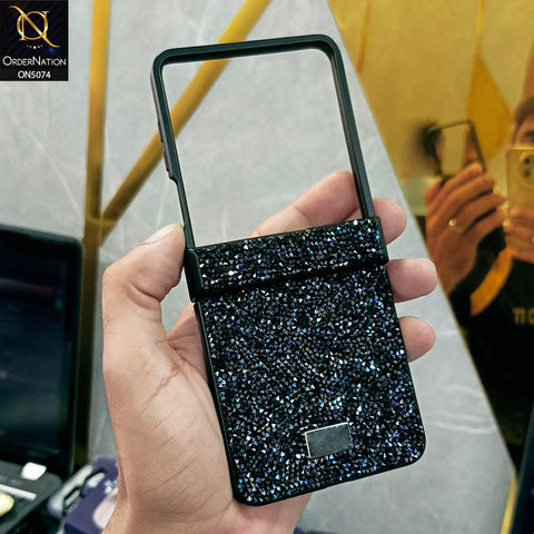 Samsung Galaxy Z Flip 7 Cover - Blue - Luxury Bling Rhinestones Diamond shiny Glitter Soft TPU Case