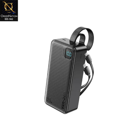 VEN-DENS VD-PB062 30000mAh High-Capacity Power Bank with Digital Display & Built-In Charging Cables
