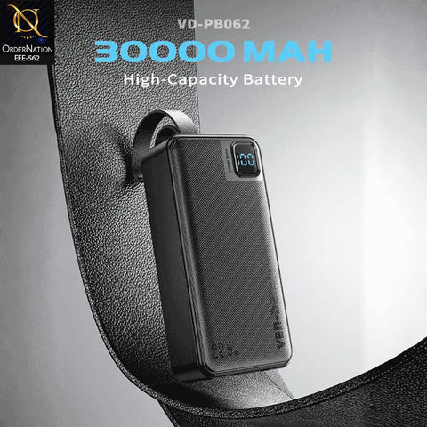 VEN-DENS VD-PB062 30000mAh High-Capacity Power Bank with Digital Display & Built-In Charging Cables