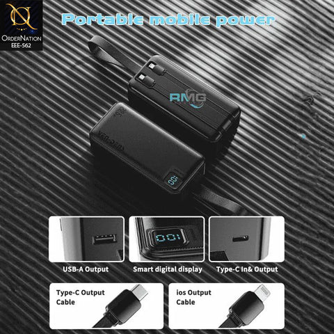VEN-DENS VD-PB062 30000mAh High-Capacity Power Bank with Digital Display & Built-In Charging Cables