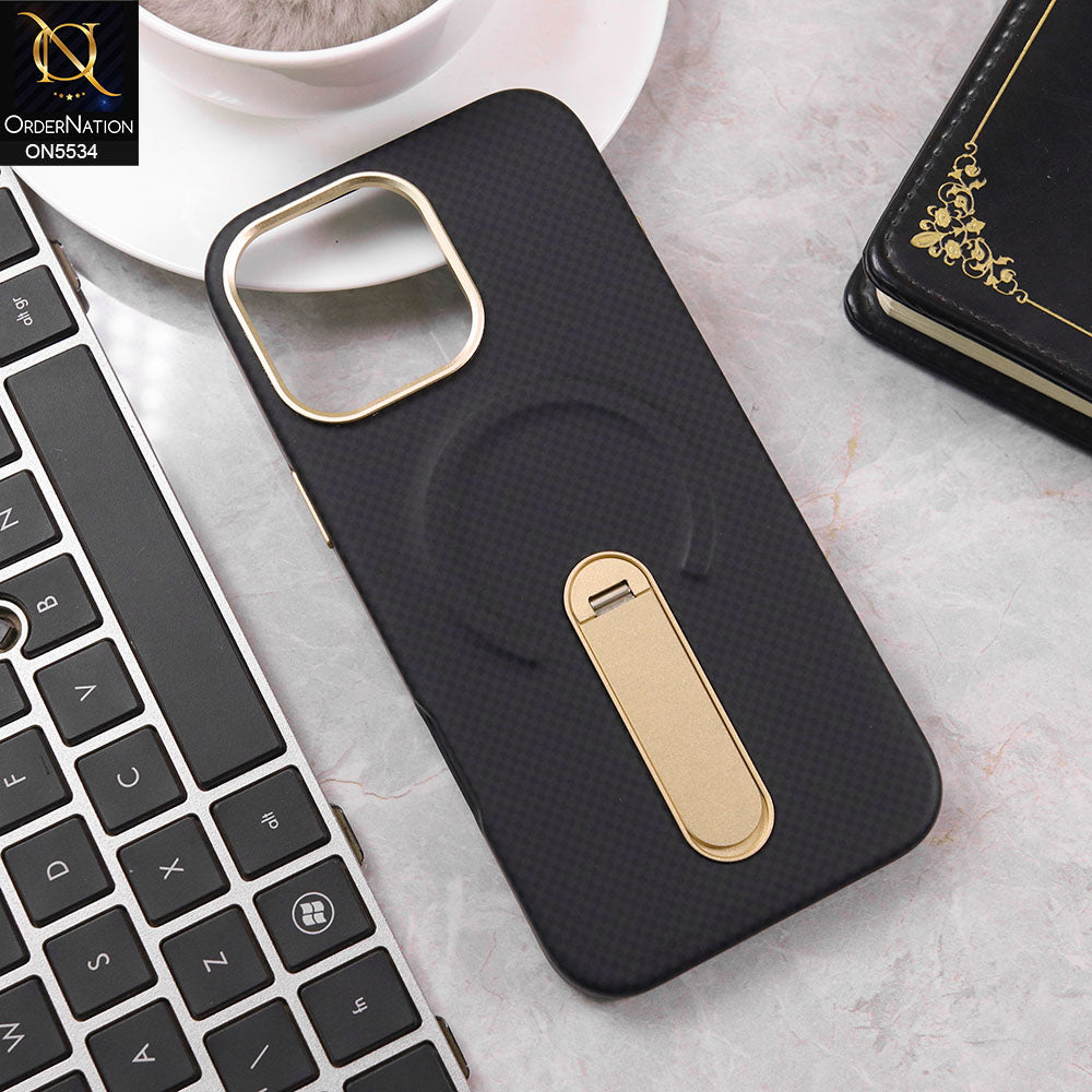 iPhone 16 Pro Max Cover - Black -Premium Quality Matte ShockProof Case With Metal Camera Ring And kickStand