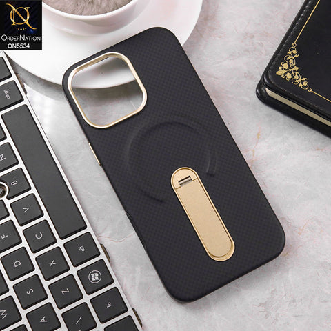 iPhone 16 Pro Max Cover - Black -Premium Quality Matte ShockProof Case With Metal Camera Ring And kickStand