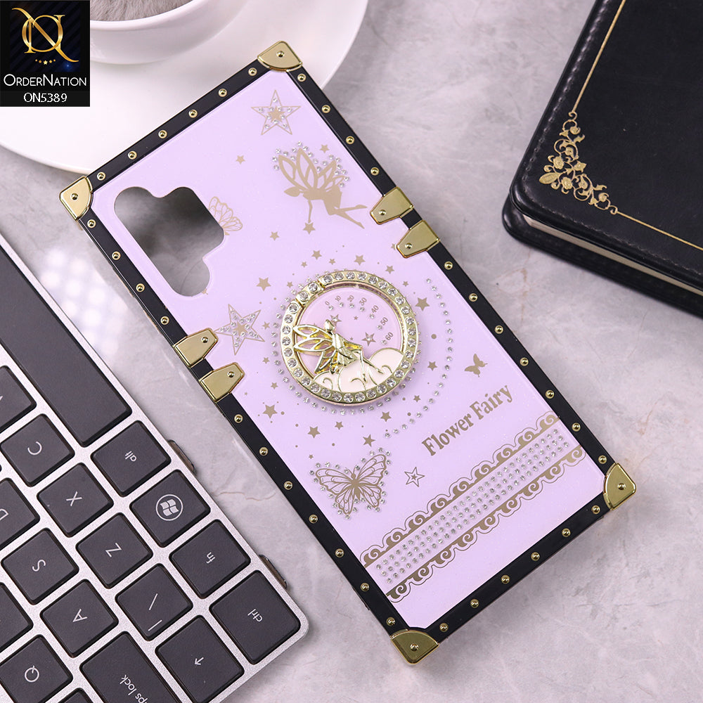 Samsung Galaxy A13 Cover - Purple - Trendy Flower Fairy Stylish Soft Square Trunk Case