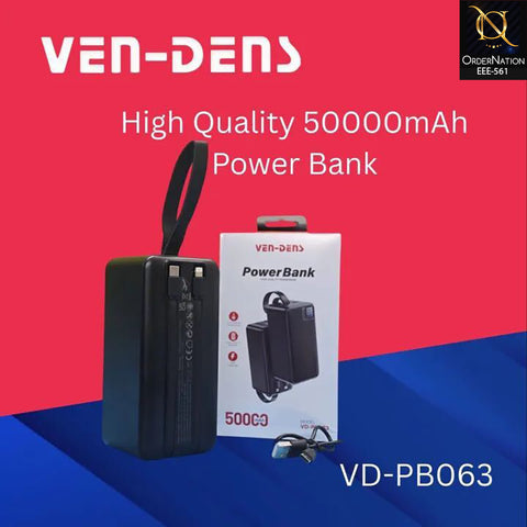 VEN-DENS 50000mAh Power Bank 22.5W Fast Charging Portable Charger VD-PB063