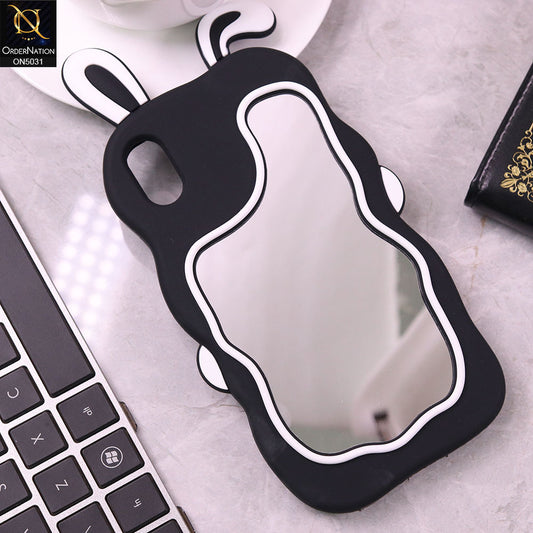 iPhone XS Max Cover - Black -360-Degree Protection Cute Cartoon Bunny Mirror Soft Silicone Case
