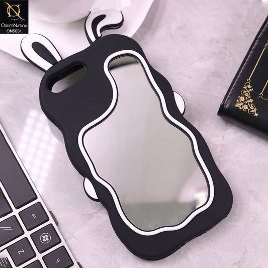 iPhone 8 Plus / 7 Plus Cover - Black -360-Degree Protection Cute Cartoon Bunny Mirror Soft Silicone Case
